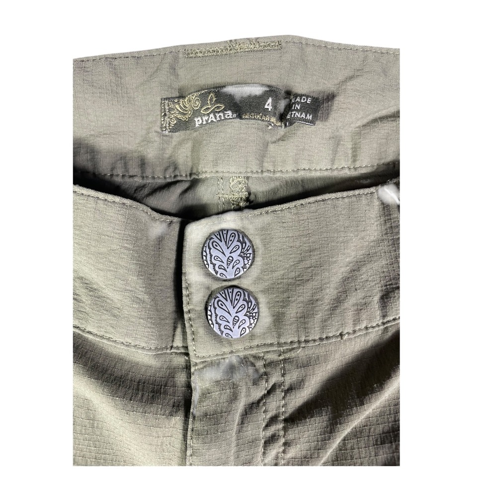 Prana Womens Convertible Cargo Hiking Pants Olive Green Zip Off Ripstop Size 4 - Picture 5 of 10